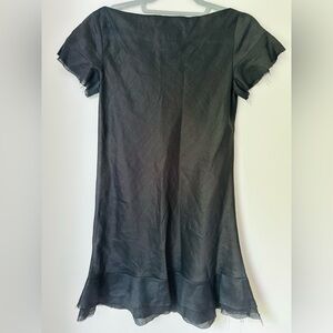 Elegant linen Black Short Sleeve Dress